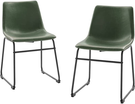 Douglas Urban Industrial Faux Leather Bar Chairs, Set of 2, Green