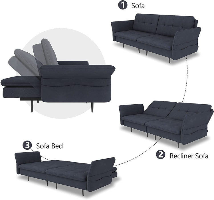 Folding Futon with Adjustable Back for Small Spaces