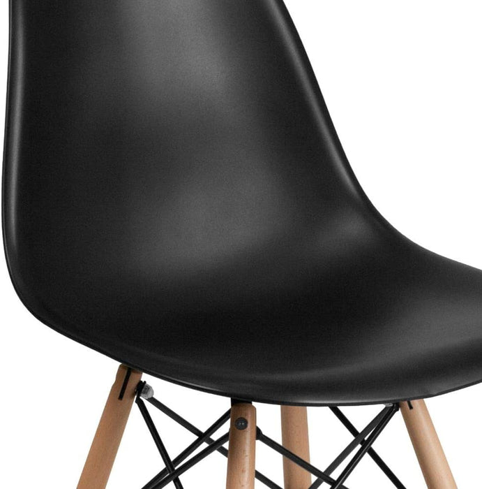 Elon Black Plastic Chair with Wood Legs