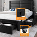 Full Size Leather Upholstered Platform Bed Frame, 3 Storage Drawers