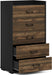 Columbia Walnut/Black 5-Drawer Chest