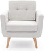 Beige Mid Century Accent Chair with Tufted Upholstery