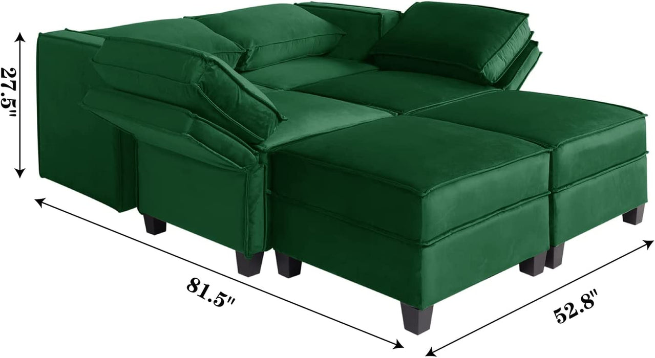 Modular U-Shaped Sectional Sofa - Velvet