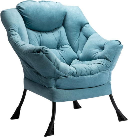 Blue Modern Lounge Chair with Armrests and Pocket