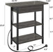 End Table with Charging Station, Flip Top Side Table for Small Spaces, Dark Grey