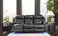 High-Back Faux Leather Reclining Sofa, Black