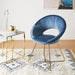 Modern Velvet Accent Chairs with Golden Legs (Blue)