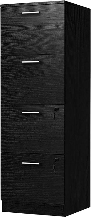 Black Vertical File Cabinet with Lock, 4-Drawer