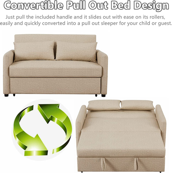 3-In-1 Sofa Bed with Lumbar Pillows