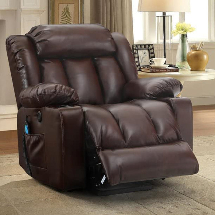 Brown Power Lift Recliner with Heat & Massage