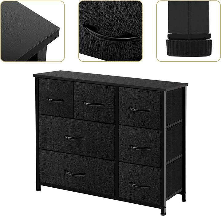 Large Standing 7-Drawer Dresser in Black
