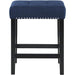 Blue Velvet Bar Table with 3 Stools, Faux Marble