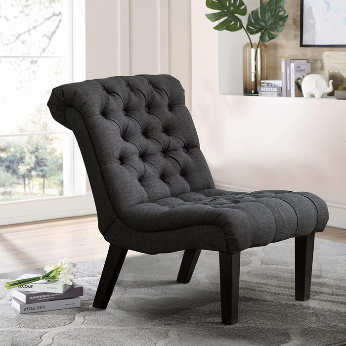 Gray Armless Accent Chair with Wood Legs