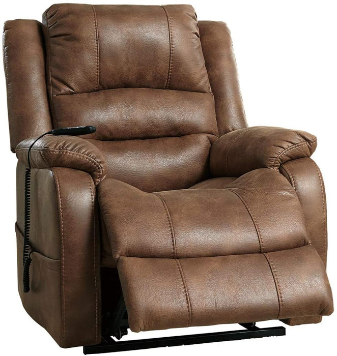 Yandel Brown Faux Leather Electric Power Lift Recliner