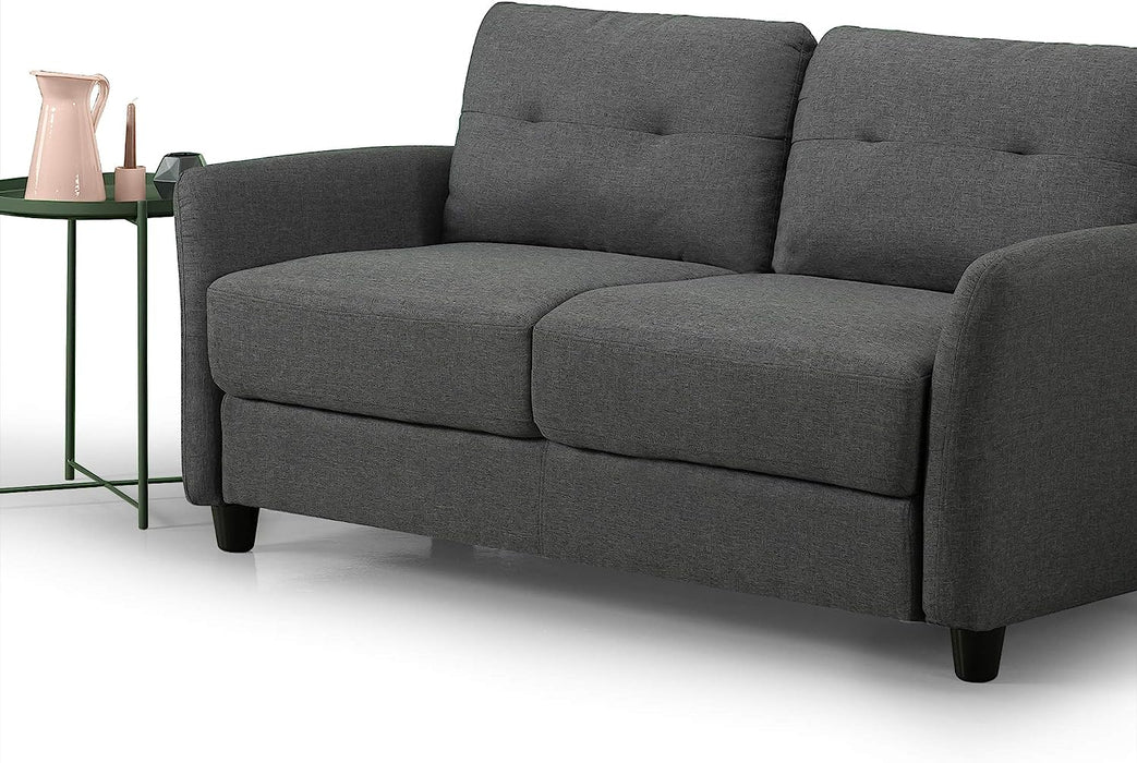 Dark Grey Tufted Cushion Loveseat Sofa