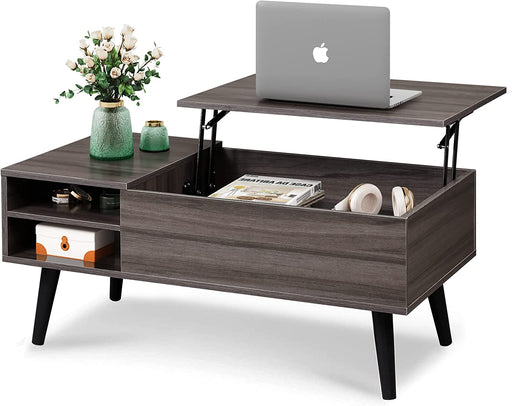 Lift Top Coffee Table with Storage, Wood, Grey