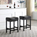 Black Leather Saddle Barstools, Set of 2