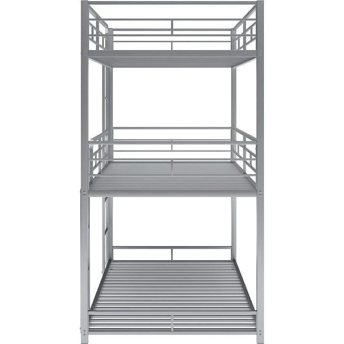 Silver Triple Metal Bunk Bed with Detachable Feature
