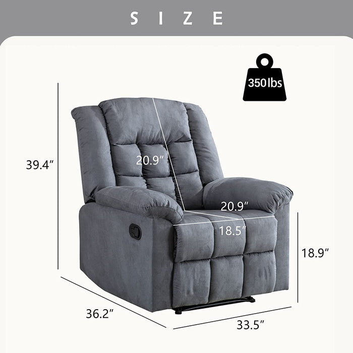 Classic Manual Recliner Chair, Padded Oversized Sofa