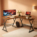 Vintage L-Shaped Gaming Desk with Monitor Stand