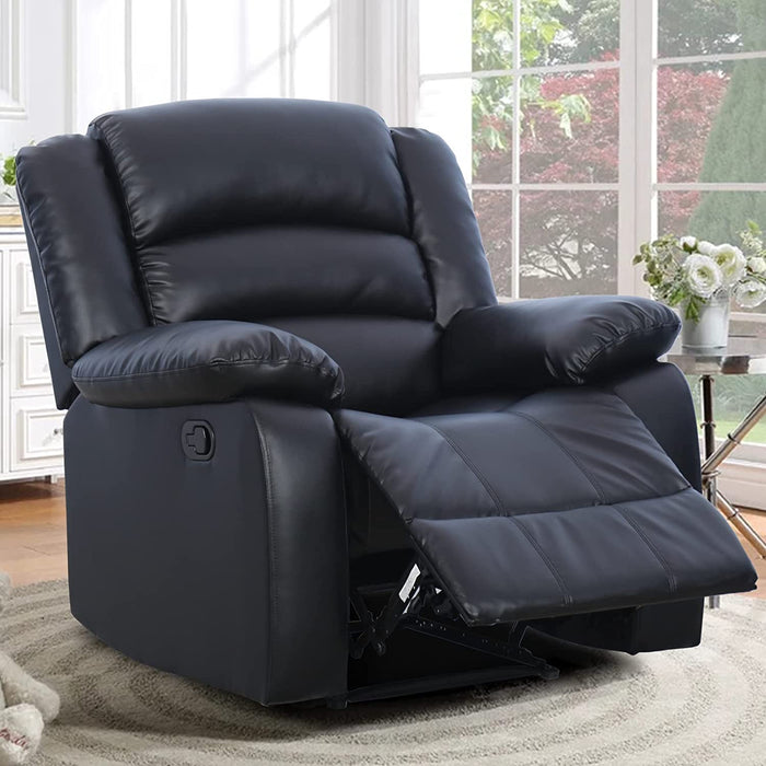 Black Recliner Chair with Overstuffed Arm and Back