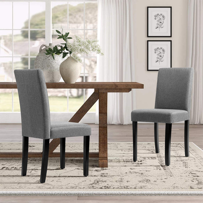 Urban Fabric Parson Chairs Set of 4, Solid Wood Legs, Gray