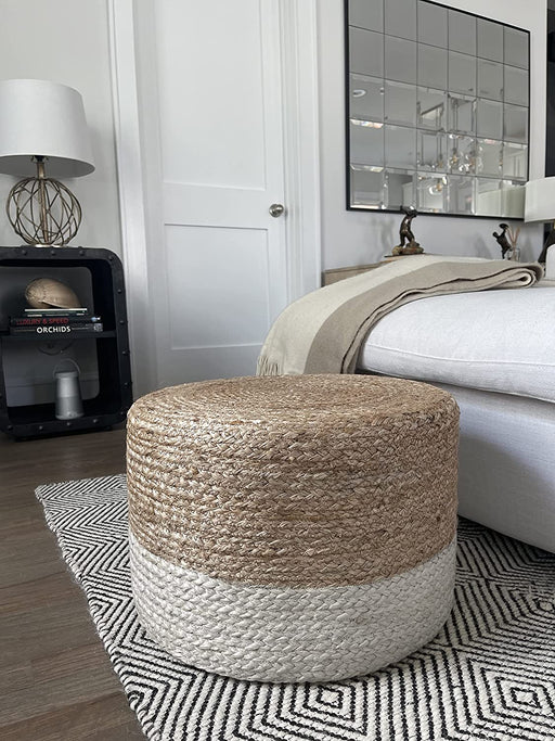 Jute Braided Pouf Ottoman for Any Room