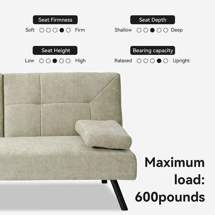 Green Memory Foam Futon Sofa Bed for Small Spaces
