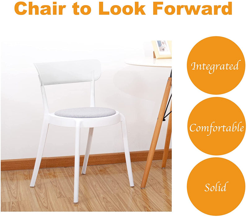 Armless Bistro Premium Plastic Dining Chair (Set of 2, White + Grey)