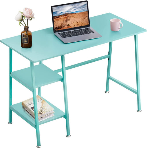 Blue 43″ Desk with 2 Shelves and Adjustable Feet