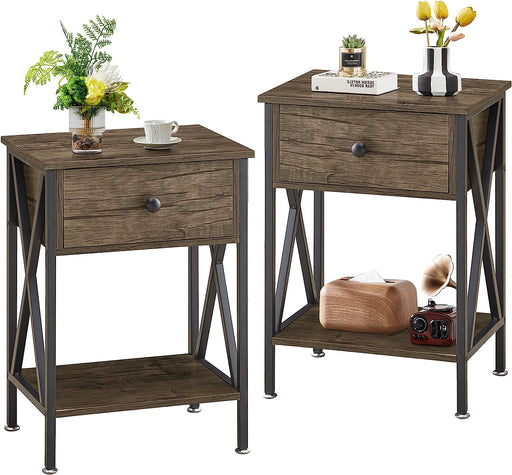 Modern Style Nightstand with Drawer Set of 2