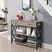 Gray Industrial Console Table with Drawer and Shelves