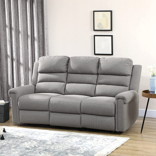 HOMCOM Recliner Sofa Couch with Easy Pull Handles and Adjustable Footrest, 3 Seater Sofa Modern Couch, Gray