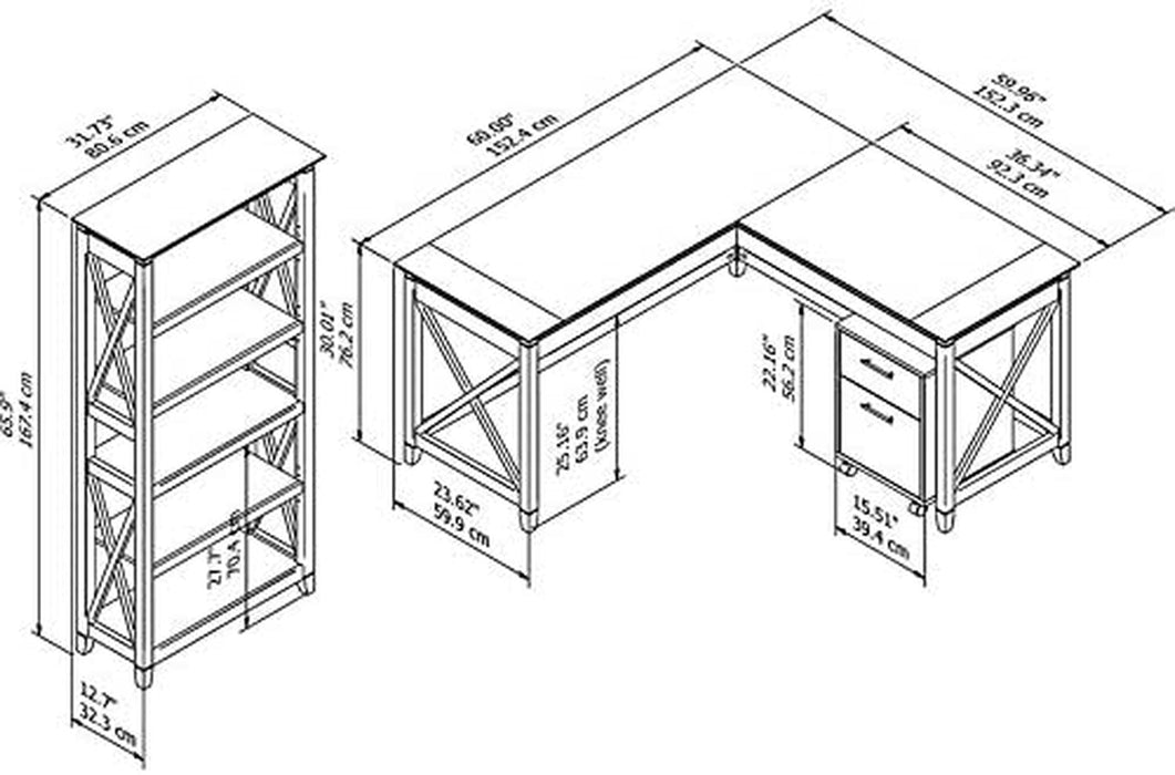 Key West L Shaped Desk with Mobile File Cabinet