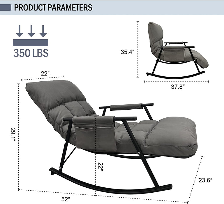 Dark Grey Folding Rocking Nursery Chair