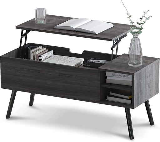 Dark Grey Lift Top Coffee Table with Hidden Compartment