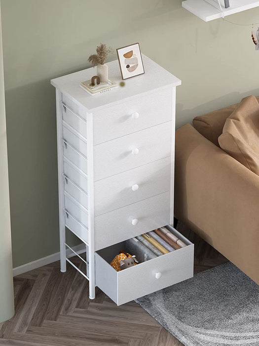 Tall White Fabric Dresser Storage Tower