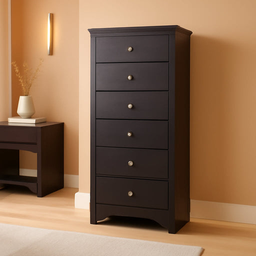 Brown Wooden 6 Drawer Chest for Bedroom