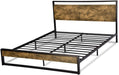 Queen Rustic Wood Platform Bed Frame with Headboard