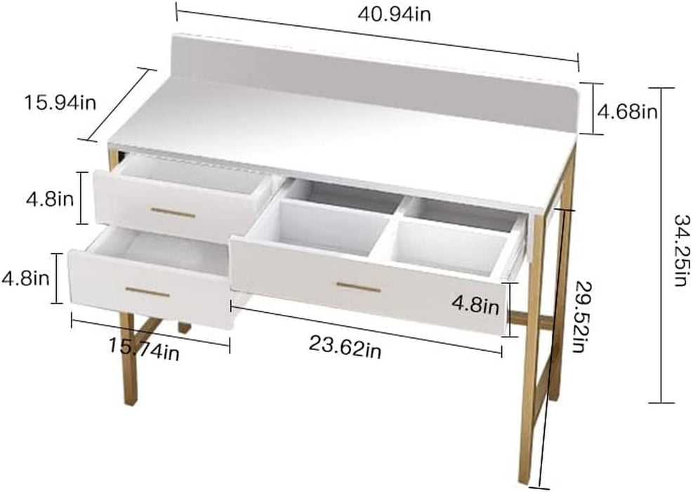 White Makeup Vanity Desk with Storage