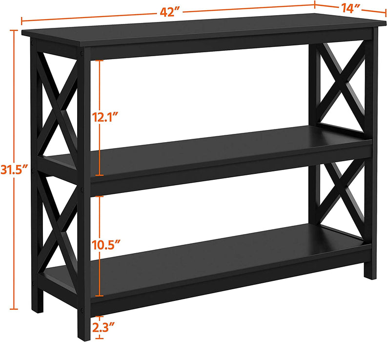 Black Accent Console Table with Storage Shelves