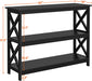 Black Accent Console Table with Storage Shelves