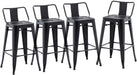 Low Back Matte Black Metal Counter Stools Set of 4