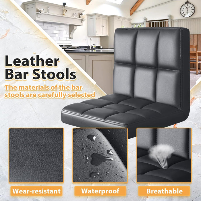 Modern PU Leather Adjustable Barstools Set of 2
