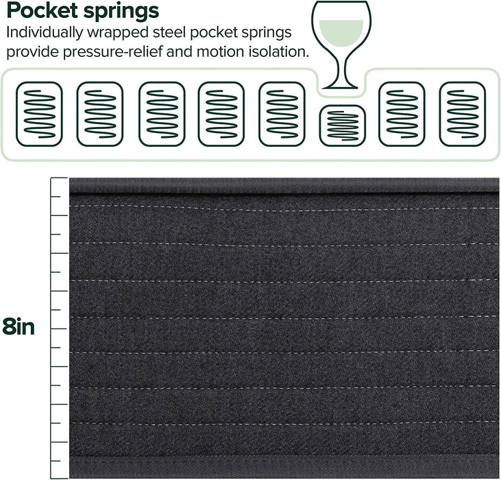Queen Hybrid Pocket Spring Mattress, 8-Inch