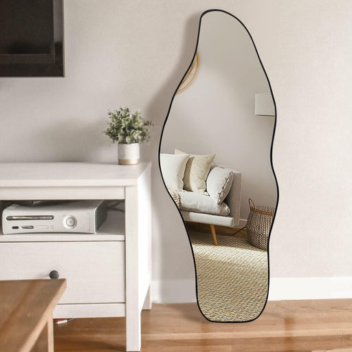 X-Large Asymmetrical Full Length Wall Mirror, Contemporary Abstract Mirror for Living Room, Bathroom, and Entryway - 18X48