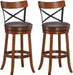 Solid Wood Swivel Stools with Cushion and Backrest, Set of 2