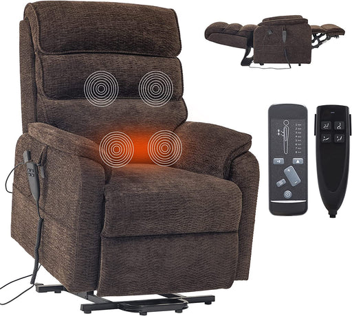 Brown Chenille Electric Power Lift Recliner