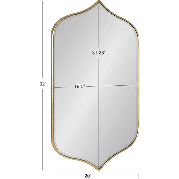 Contemporary Tyla Wall Mirror, 20 X 32, Gold Finish, Decorative Glamorous Peaked Mirror