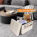 Foldable Ottoman with Side Pocket for Comfortable Seating